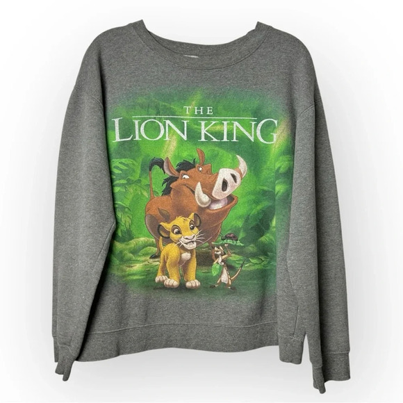 Disney Lion King Grey Crewneck Timon Pumba Simba  M - Picture 1 of 3